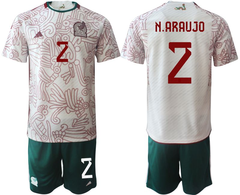 Men 2022 World Cup National Team Mexico away white #2 Soccer Jerseys